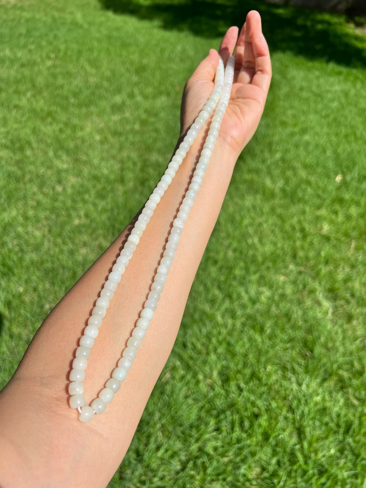 Creamy Genuine 100% Natural Nephrite Jade 7.8x6mm Bead 25.5″ Necklace B01 3