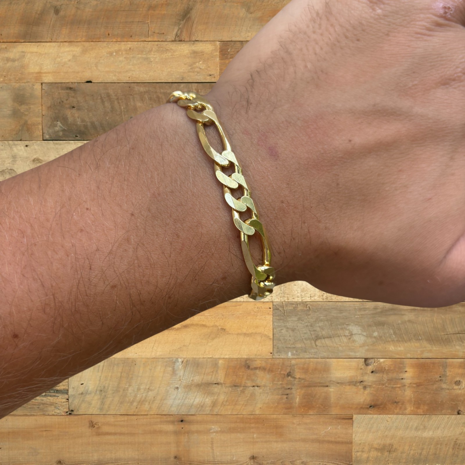 8mm Figaro Bracelet Link – Real Solid 925 Sterling Silver Or 14k Gold Vermeil