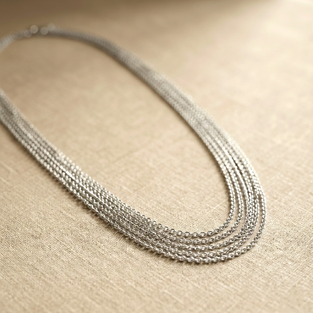 Solid 925 Sterling Silver Brilliantina Multi Strand Cable Chain Italian Necklace
