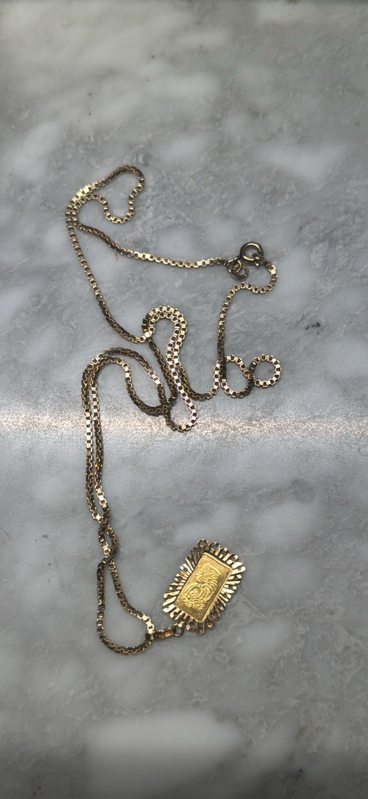 24K PAMP Suisse 1g Fine Gold with 18K Pendant with 14K Box Chain