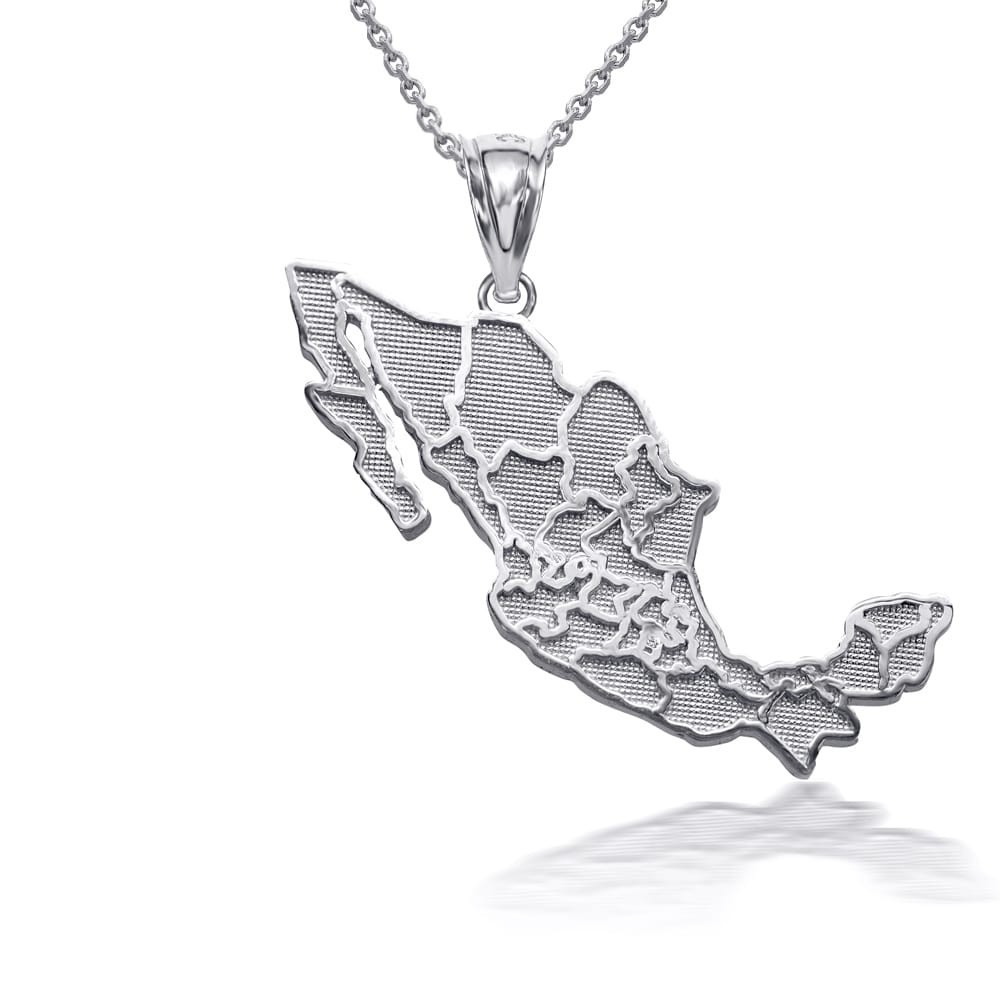 Gold Mexico Map Outline Pendant Necklace (Available in Yellow/Rose/White)