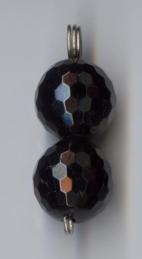 New 14K 3.34 Gram Solid White Gold Natural Black Tourmaline Bead Pendant #ud