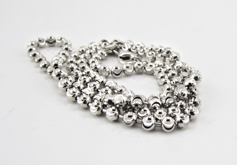 925 Sterling Silver 3mm Moon Cut Bead Chain Necklace, 18-Inch, Silver