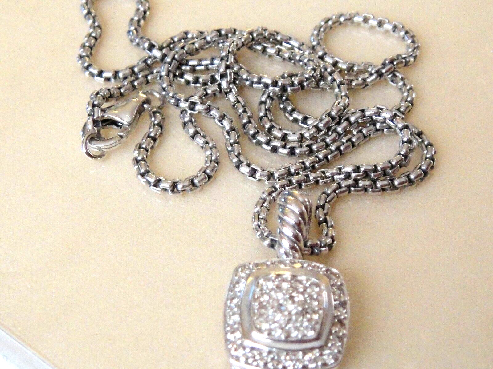 DAVID YURMAN ALBION SS BOX CHAIN DIAMOND NECKLACE