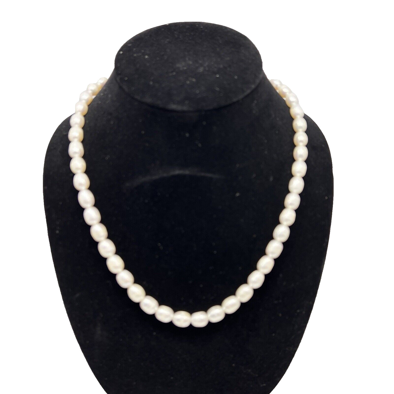 Womens Pearl Necklace Genuine Cultured Fresh Water Barrel Sterling Clasp 21in