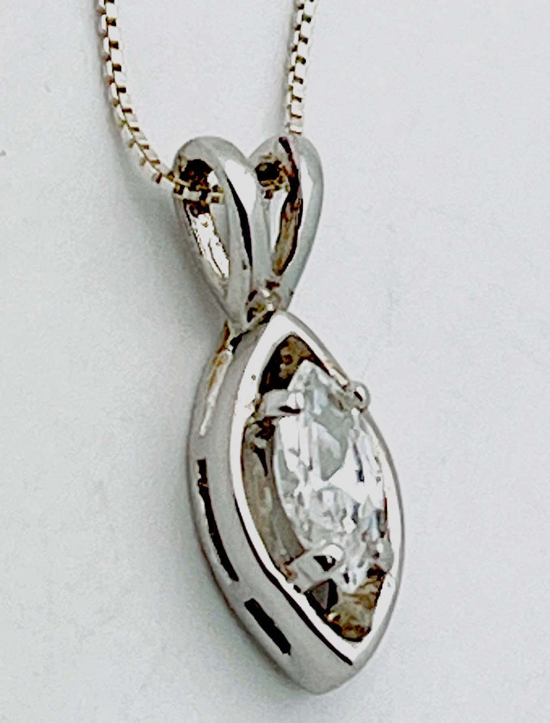 925 Sterling Silver Prong Set Marquise CZ Necklace 18”