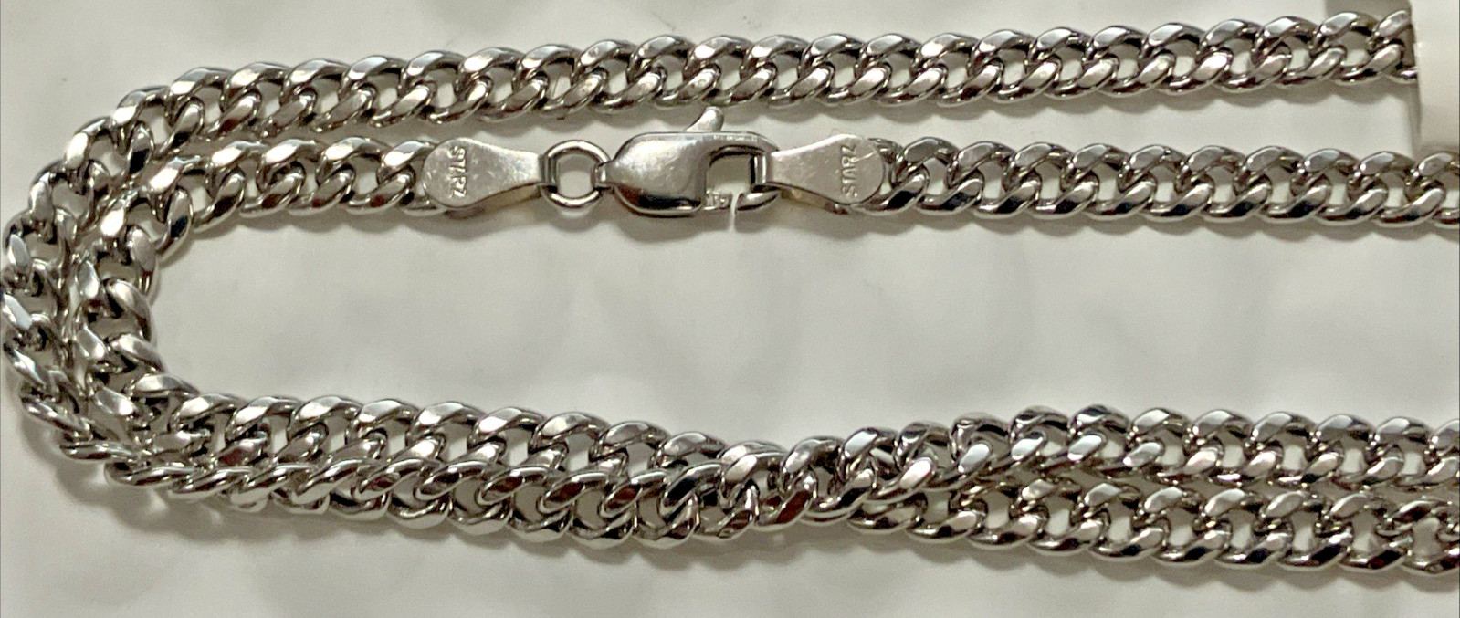 10KT White Gold Cuban Chain Semi-Solid/Hollow 7.6grams 3.8mm 22” Starz Brand NWT