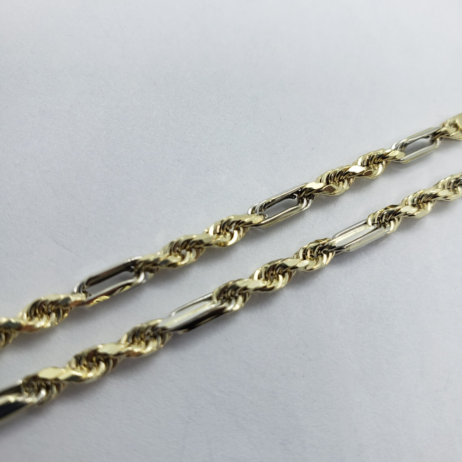 Authentic 14k Gold Two Tone Figarope Chain Necklace or bracelet 3mm-6mm 7″-30″