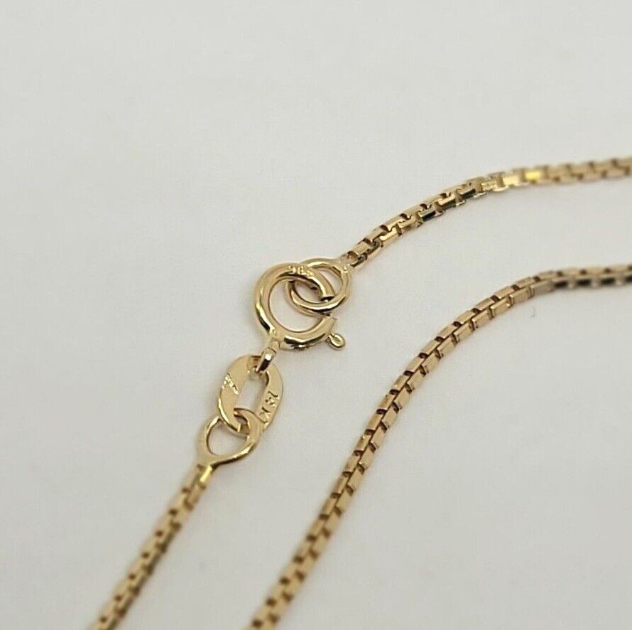 Authentic 14K Solid Yellow Gold Box Chain Necklace 0.55mm-2.5mm All Size 16″-30″