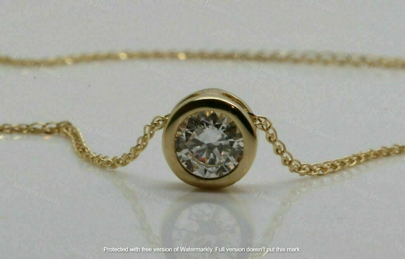 2.00Ct Round Diamond Solitaire Bezel Set Pendant Necklace 14K Yellow Gold Finish