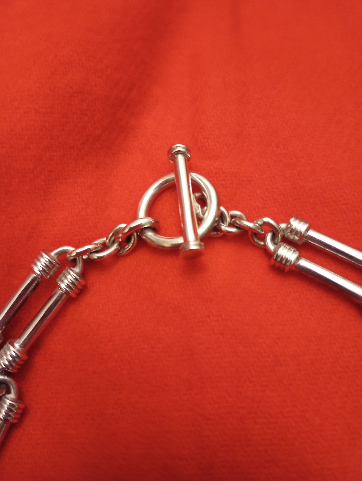 Quality .925 Mexico Silver 20″ Bar Link Chain Toggle Clasp Necklace 113gm (4oz!)