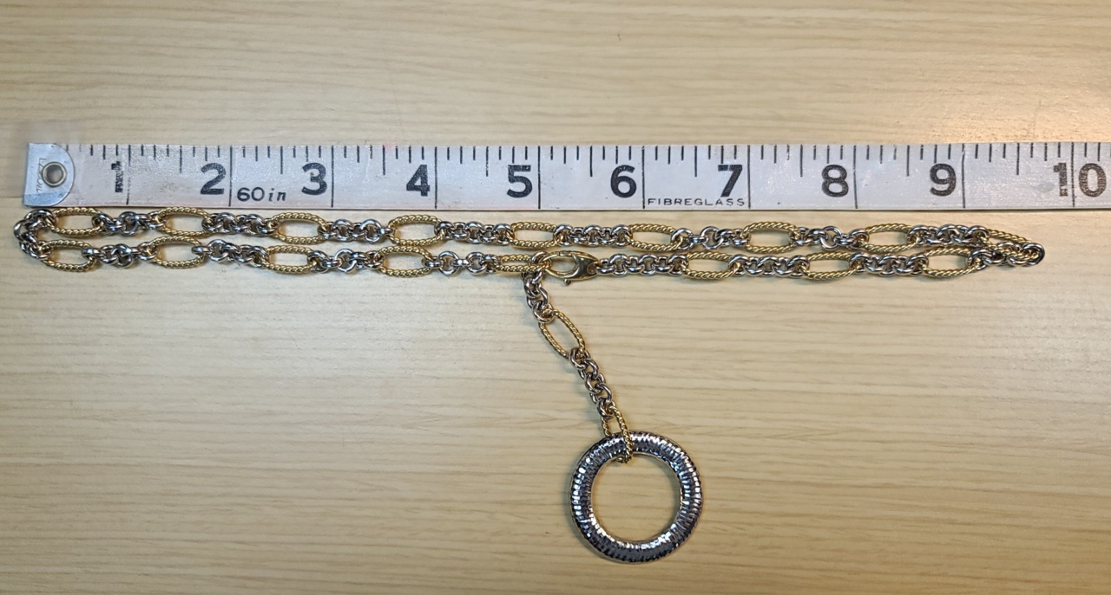 14k Solid Yellow & White Gold Chain Necklace Adjustable Up To 21.5″ ITALY 15.7gr