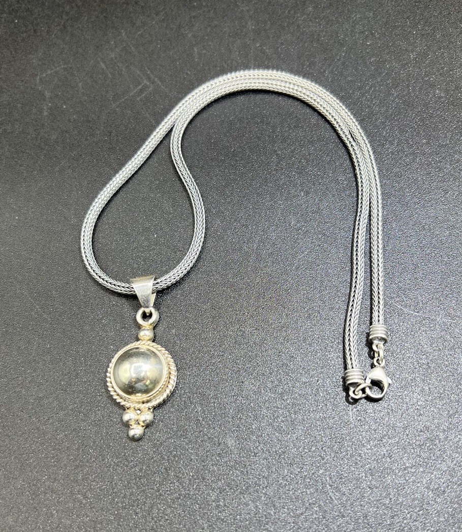 Sterling Silver Spiga Wheat Chain, Sterling Pendant Necklace, 17”, 24 Grams