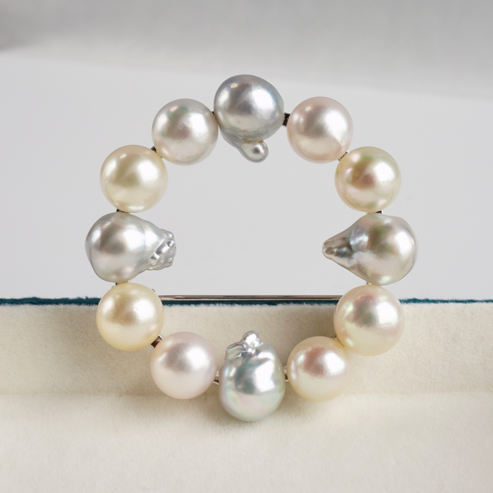 High Luster 9-9.7MM Multicolor Japanese Akoya Pearl Circular Brooch/Pendant,1.8″