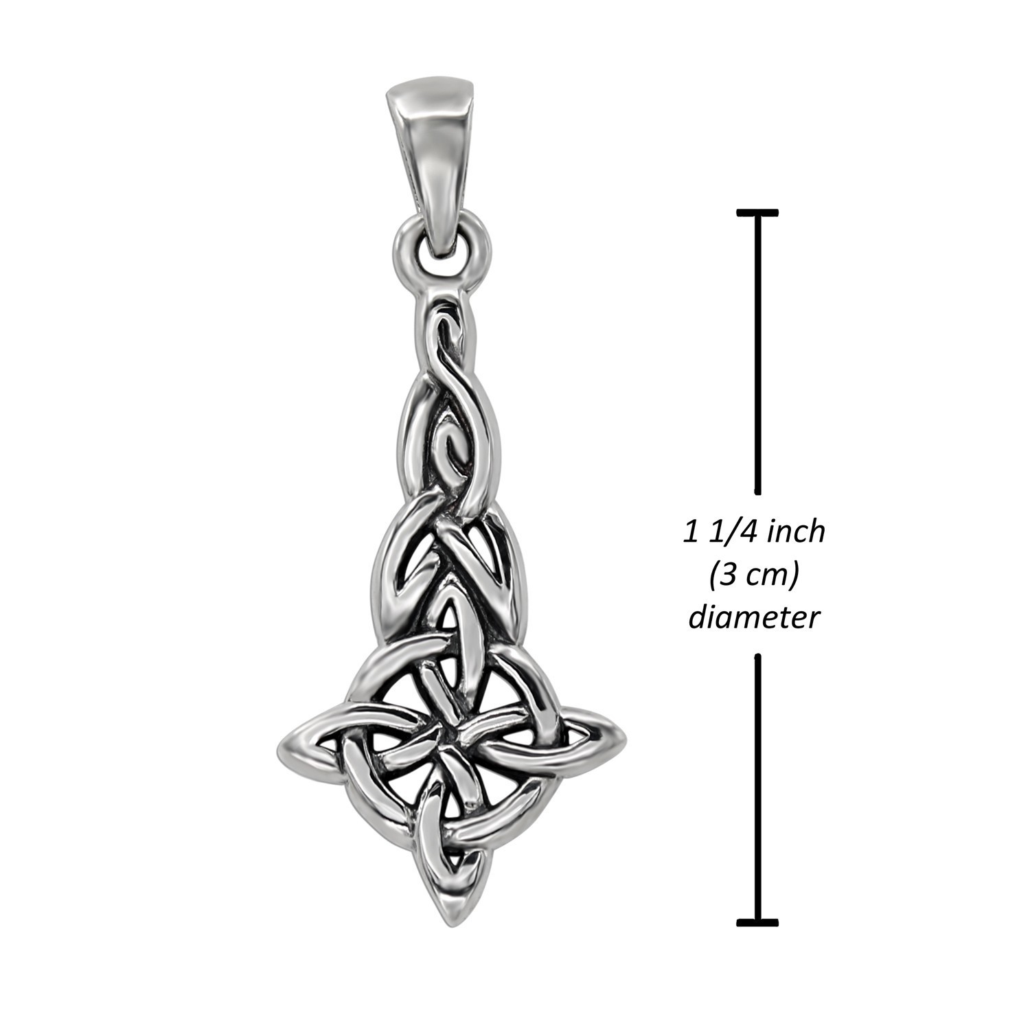 Sterling Silver Celtic Quaternary Witches Knot Pendant – Symbol of Protection