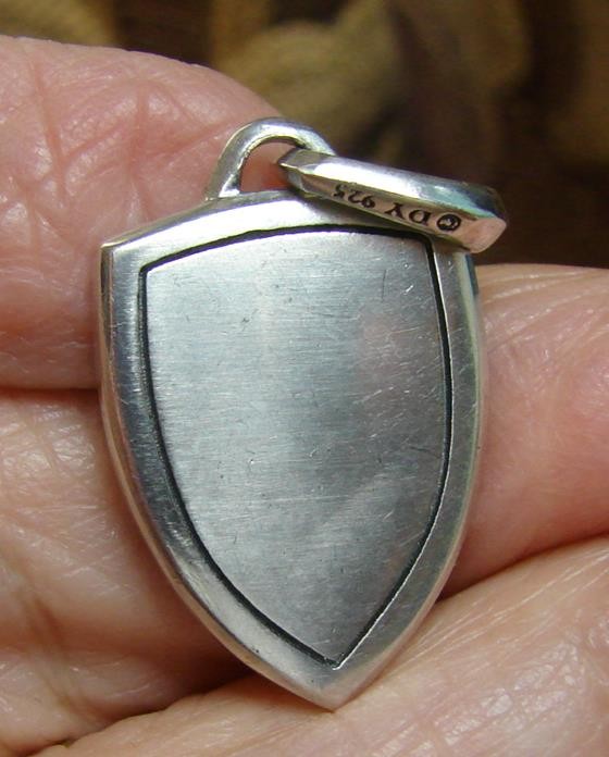 David Yurman Sterling Silver Saint Michael Shield Style Amulet Pendant