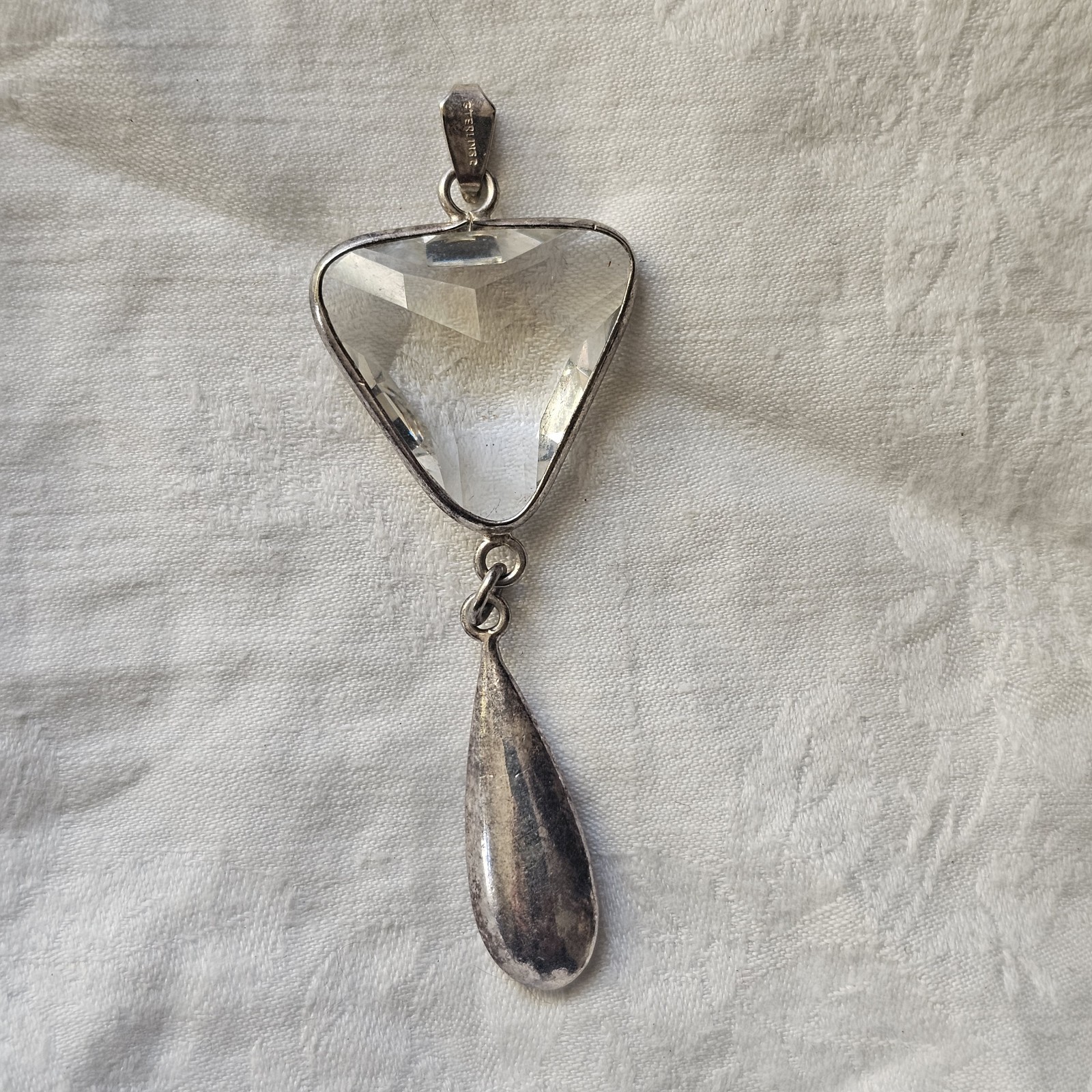 Faceted Clear Crystal Pendant Sterling Silver & Female Tribal Sterling Charm