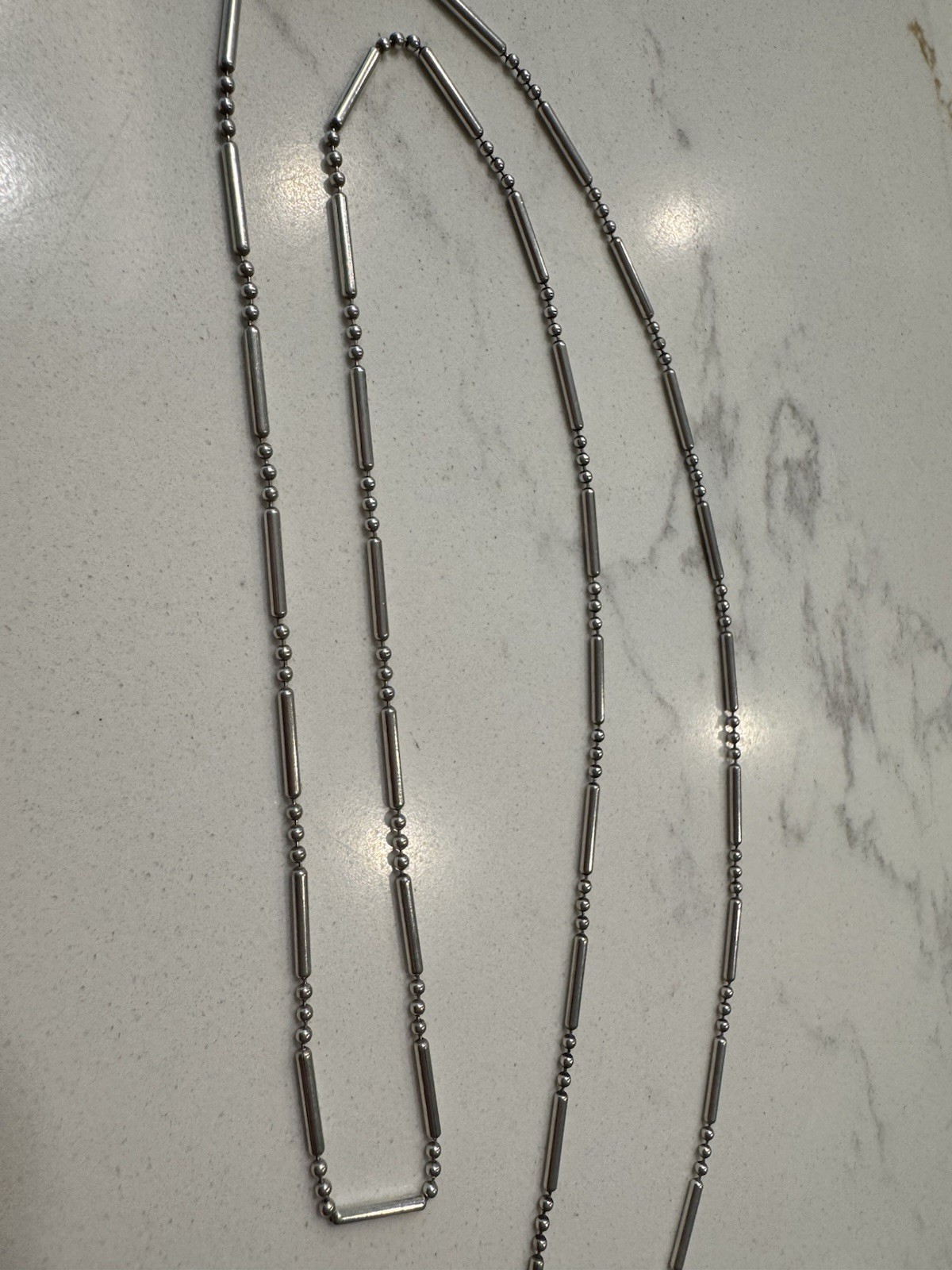 Sterling Silver 925 Bar Link Chain Necklace. Made In Italy. 24 Inch. 4.93 Grams