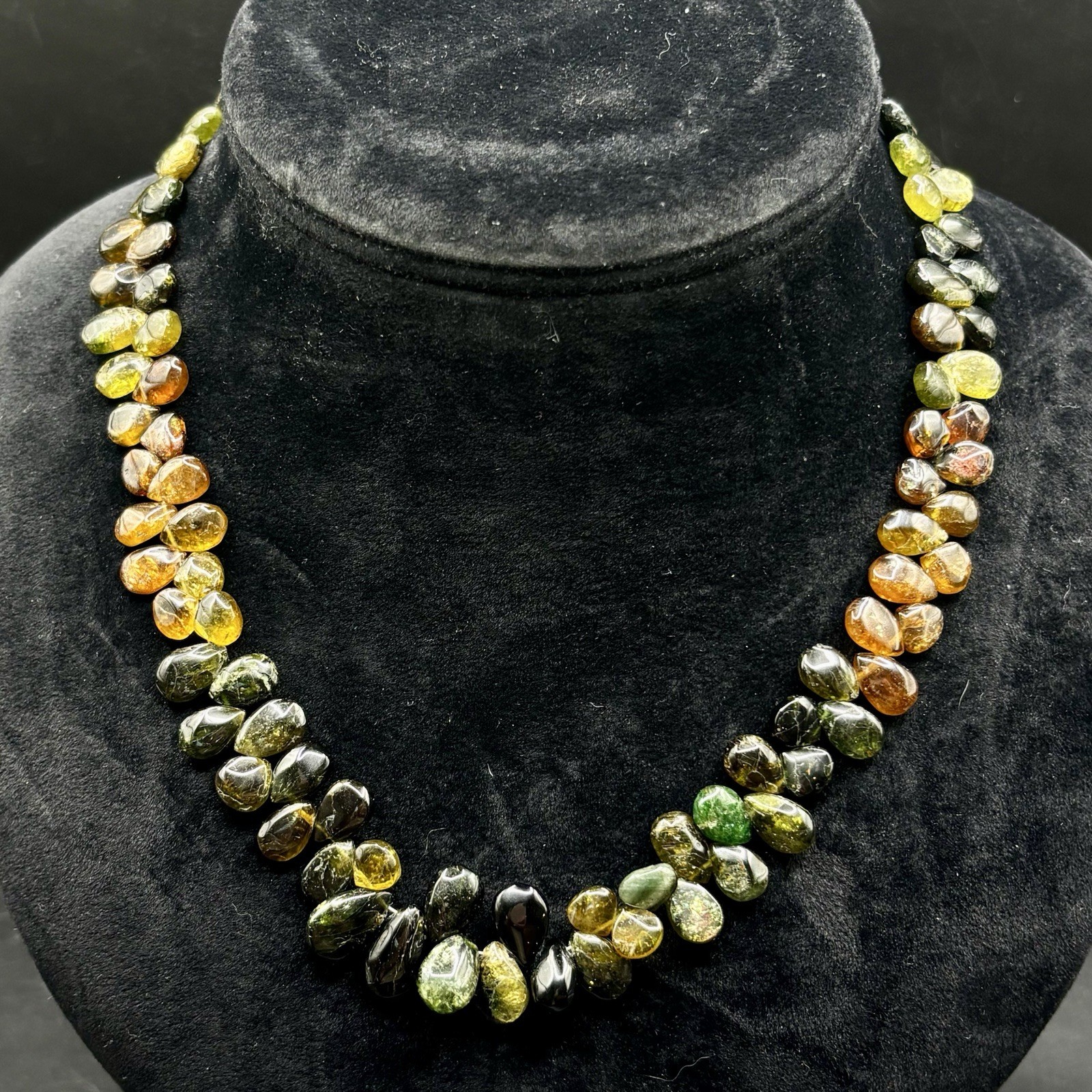 Necklace Tourmaline Sterling Clasp Natural Multi Color Nuggets 17.5” Artisan