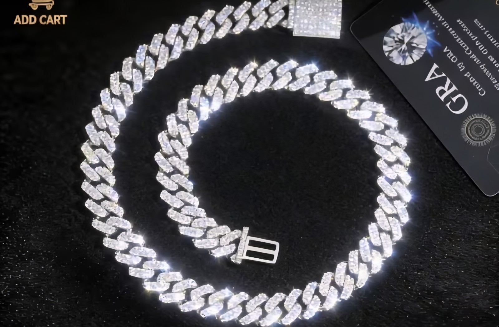 14MM 925 Sterling Silver plated Moissanite Cuban Link Chain Hip Hop Necklace