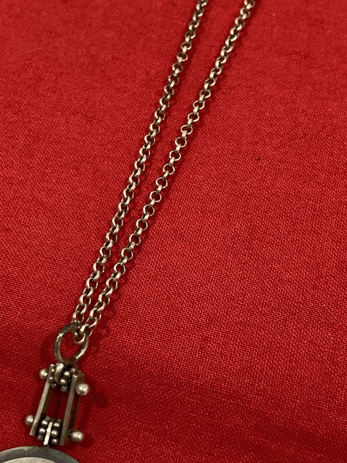 Vintage DELIA STONE Sterling Silver 925 SEAHORSE MEDALLION Pendant Necklace 17″