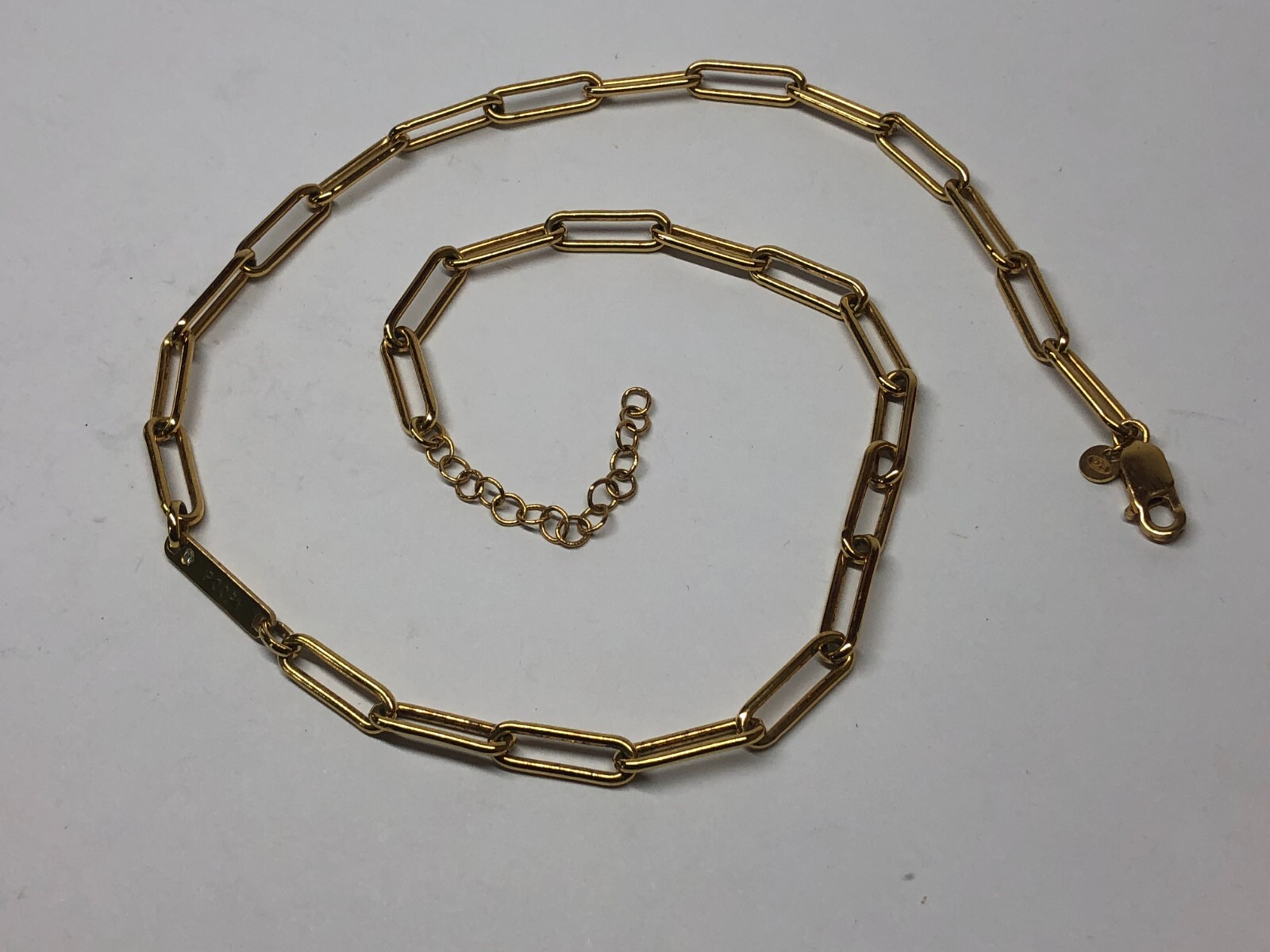Gold Vermeil Sterling Silver Paperclip ID: Poopy Diamond Necklace 20.5″ [065GRA]