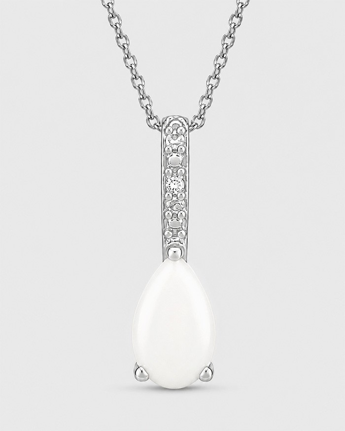 GENUINE 1.15 Cts OPAL & DIAMOND NECKLACE 14K WHITE GOLD – Free Certificate – NWT