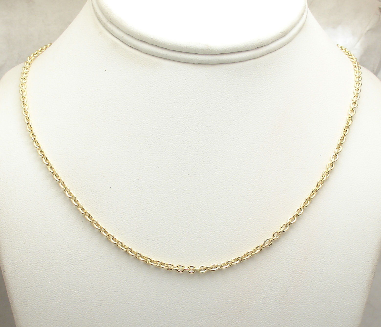 3mm Polished Shiny Oval Cable Link Chain Necklace REAL 14K Yellow Gold