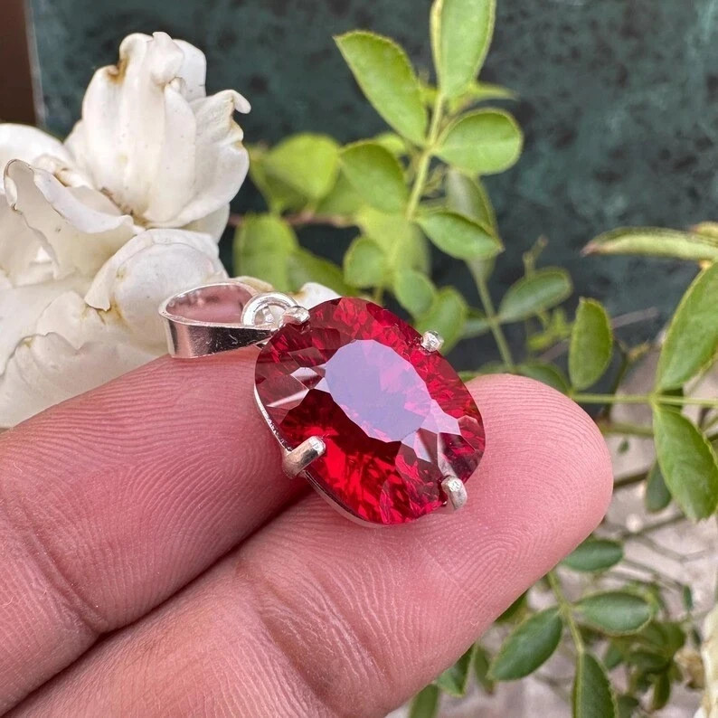 19.90 CT Natural Red Ruby Loose Gemstone 925 Solid Silver Certified Pendant