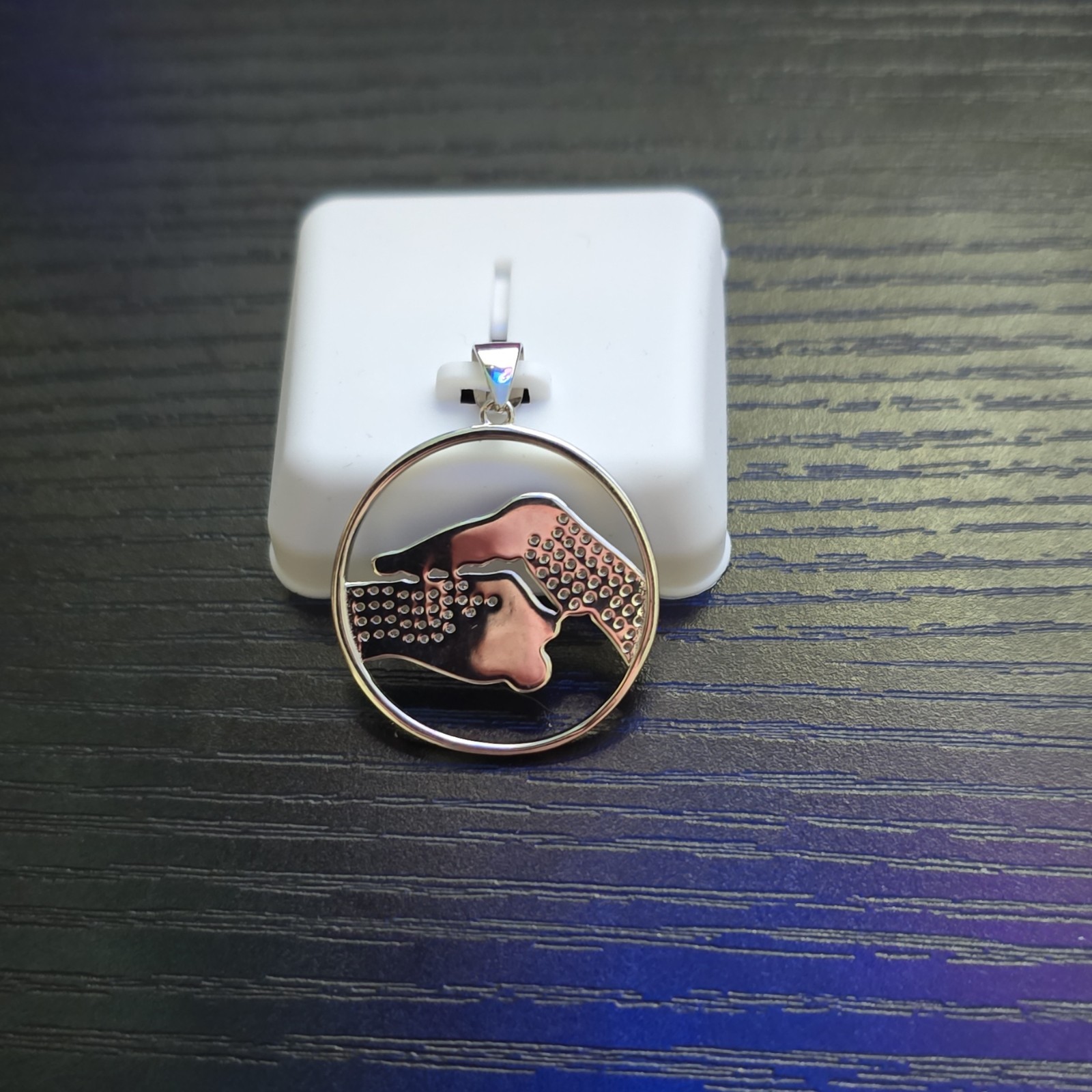 Moissanite Pendant Sterling Silver 0.75 CTW Asymmetrical Hands martial arts 925
