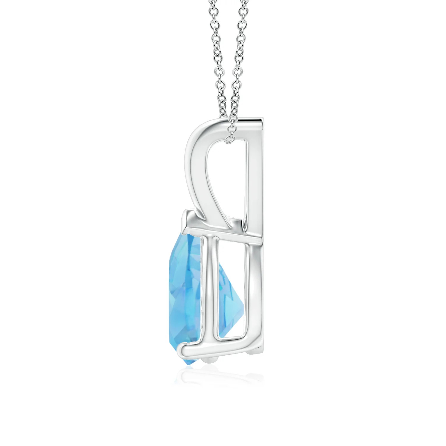 Angara 1.55 Ct Pear-Shaped Natural Swiss Blue Topaz Pendant Necklace in Silver