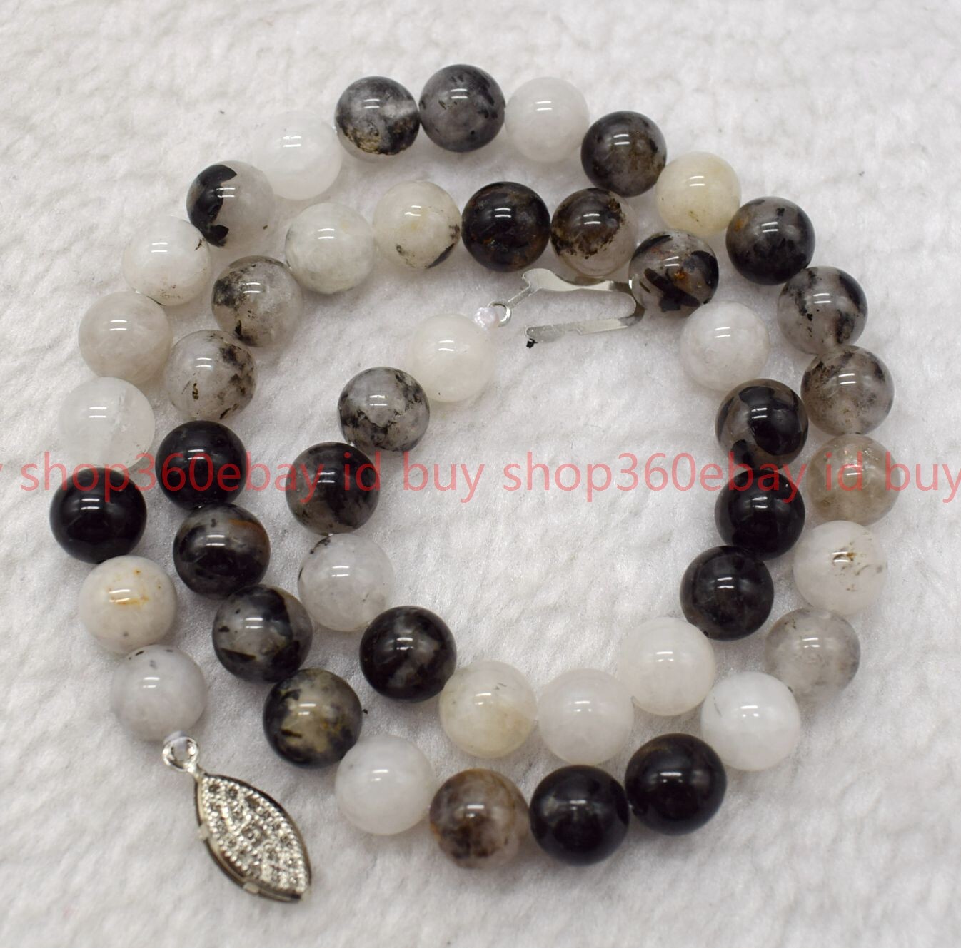 Natural Pretty 8mm Black Rutilated Quartz Round Gemstone Beaded Necklace 16-32in