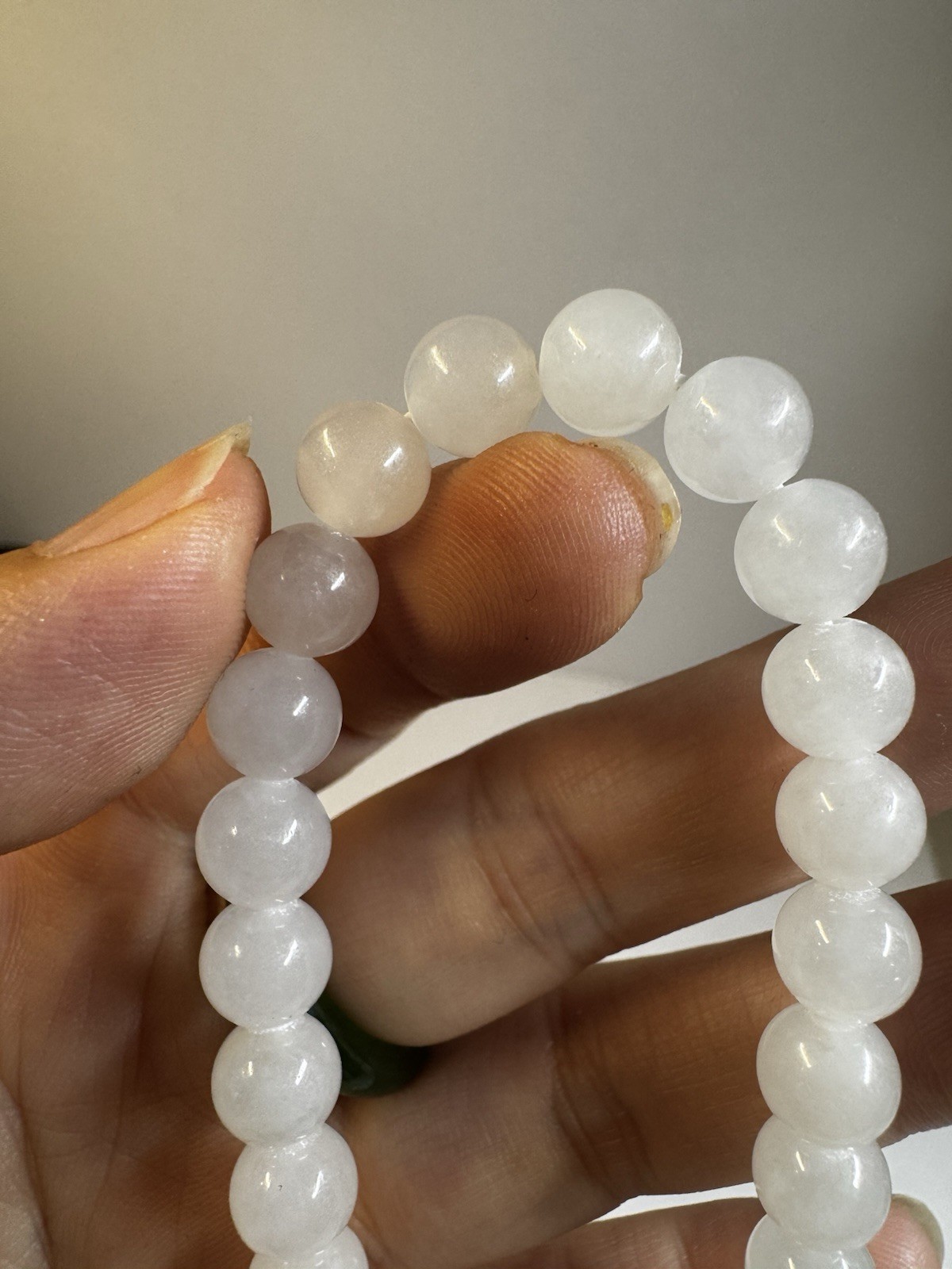 8mm Hetian white Jade Round beaded necklace new in box free shipping 17”