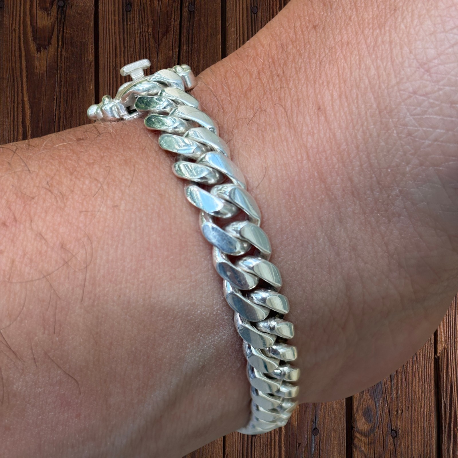 8mm Miami Cuban Link Bracelet – Real Solid 999 Fine Silver HANDMADE IN ITALY