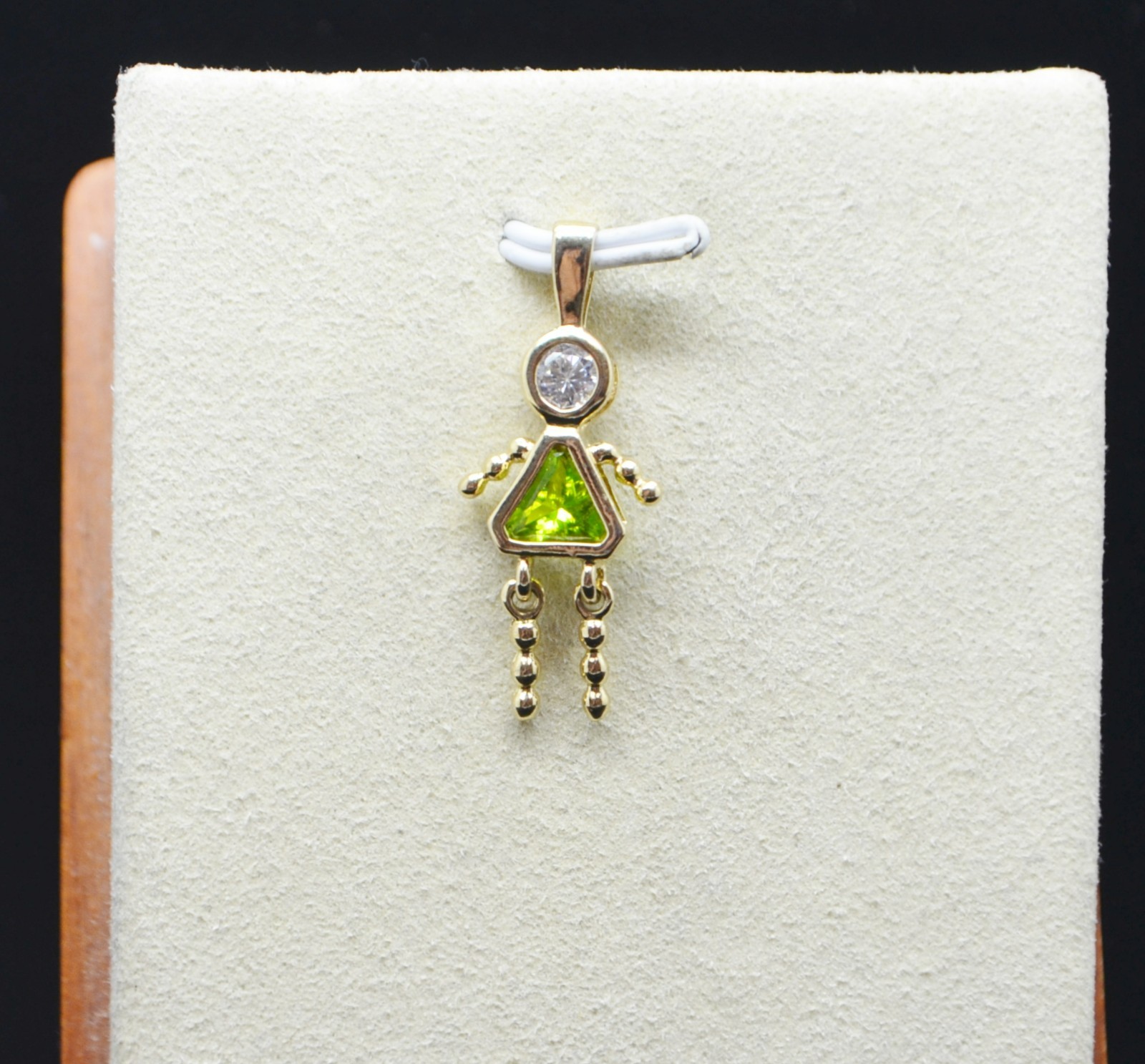 Sterling Silver Green and Clear Gems Person Pendant / Charm #FMH148