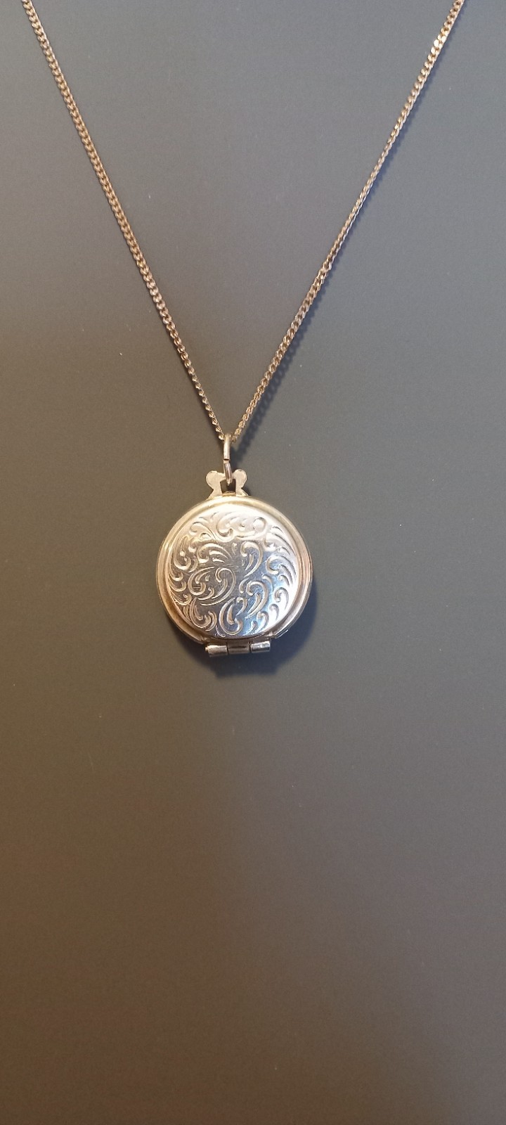 Vintage Small 835 Silver Reversible Art Deco Locket On A Later 925 18 ” Chain