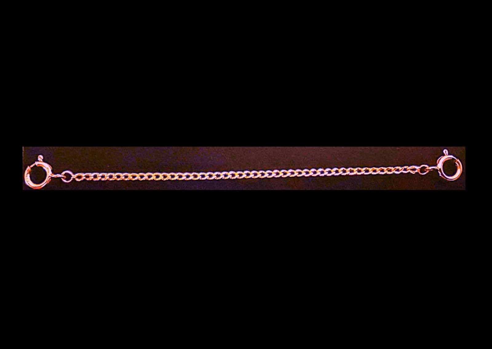 14k 1.4mm Curb Rose Gold 2.25″ Chain Extender Safety double 4.5mm spring ring
