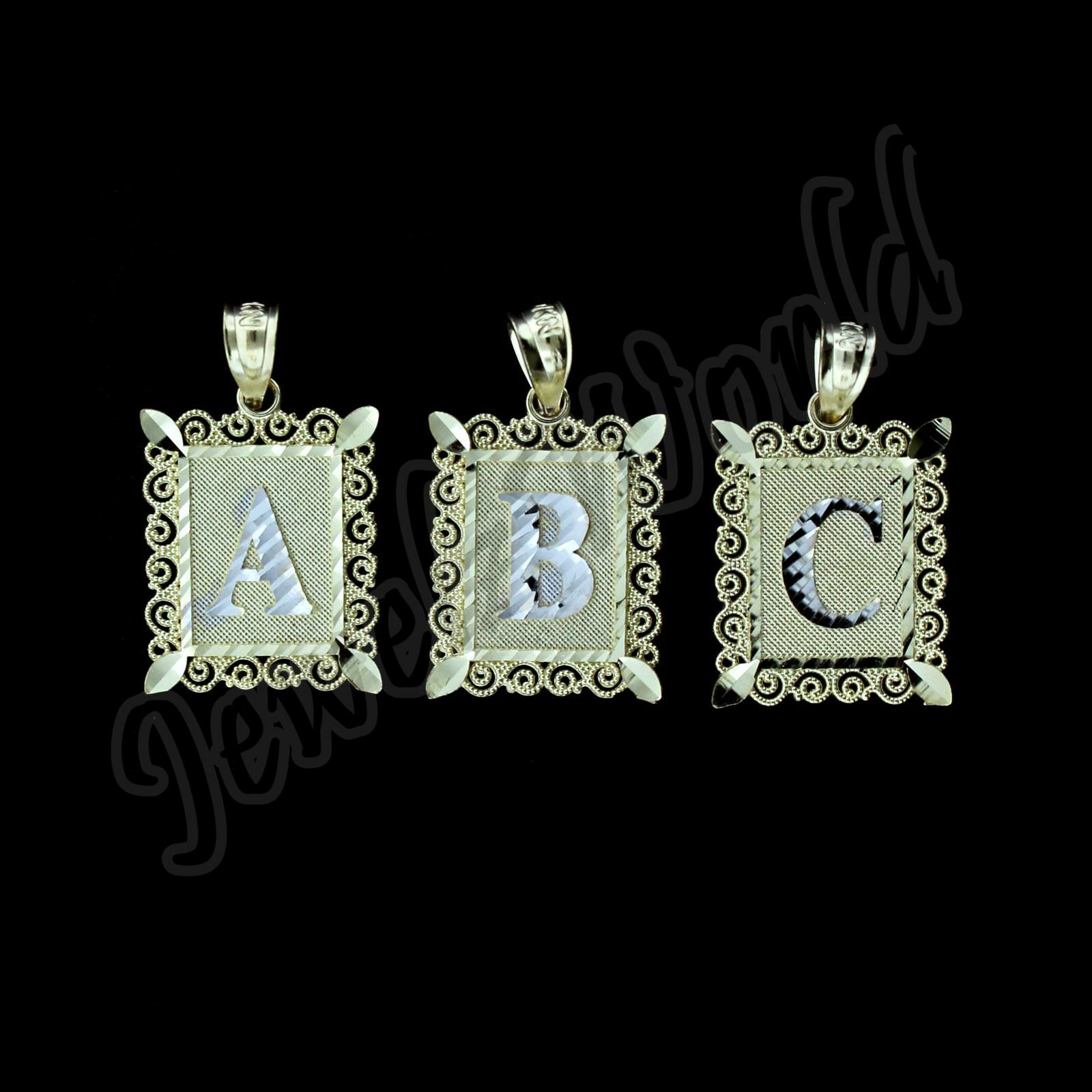 10K Solid Yellow Gold Initial Letter Plate Pendant A-Z Alphabet Charm – 2 Sizes
