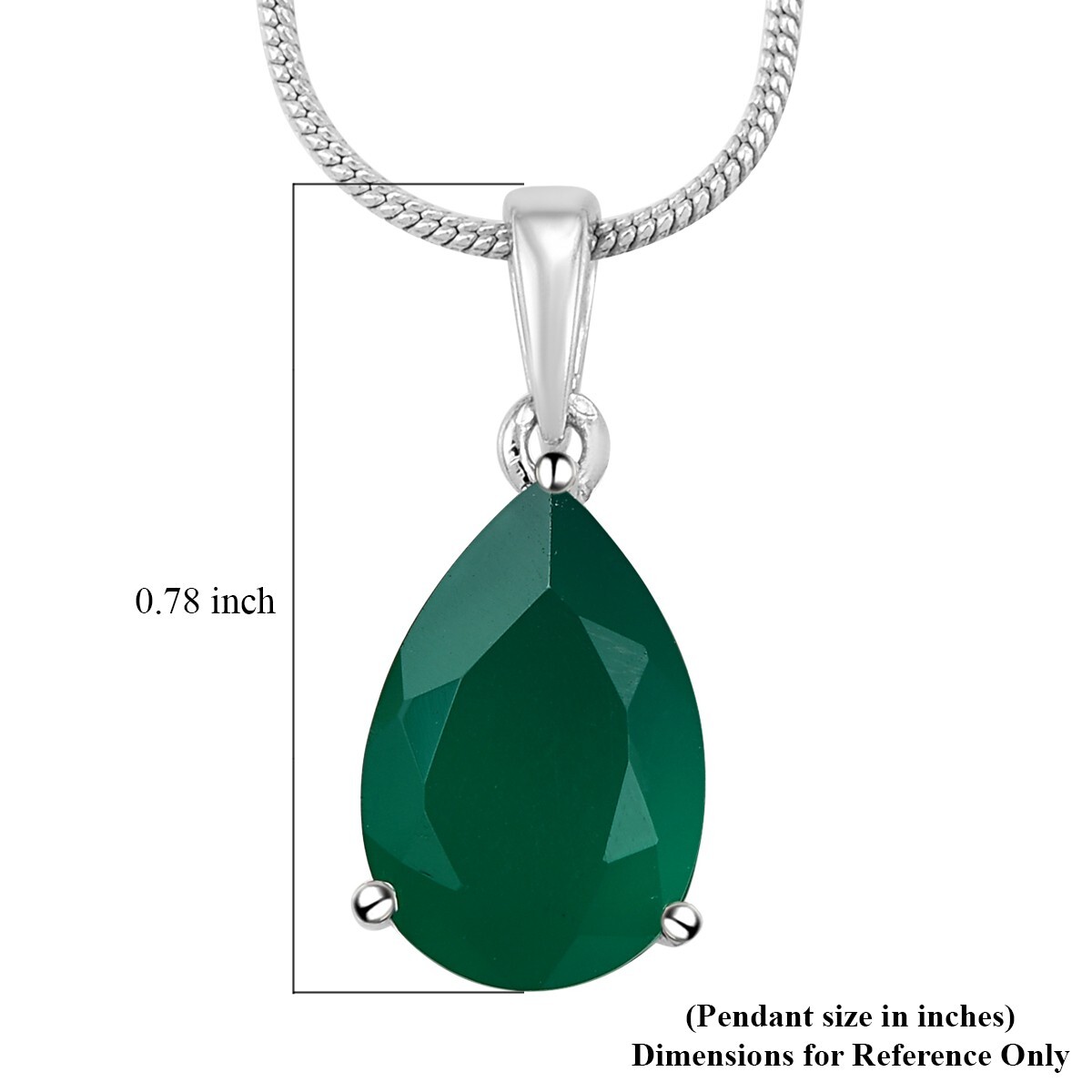 Green Onyx Solitaire Pendant Necklace May Birthstone 925 Sterling Silver