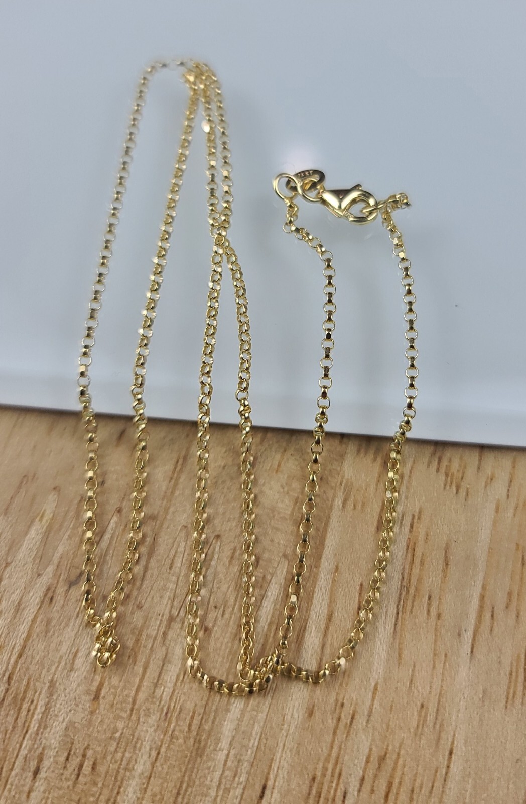 New 14k Solid Yellow Gold Cable Chain 19.5″ Necklace 1.4mm Signed CX 2.55g