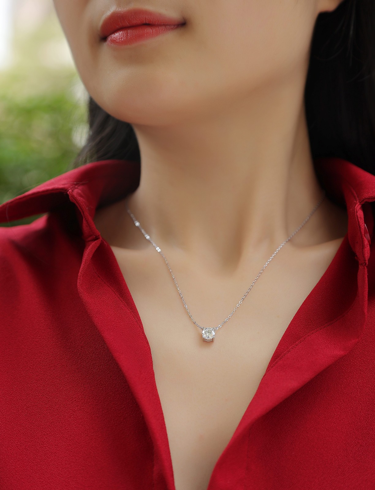 S925 Sterling Silver Moissanite Heart Pendant – Platinum Plated Necklace, 1ct/2c