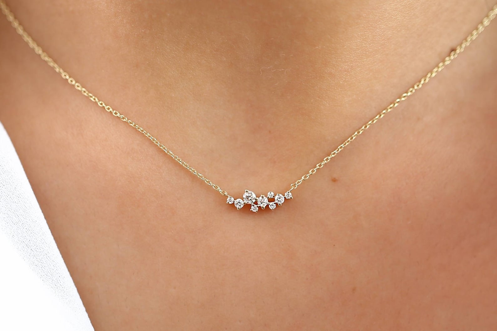 Best Seller!Necklace For Mother’s Day Gift Round Natural Diamond 14k Yellow Gold