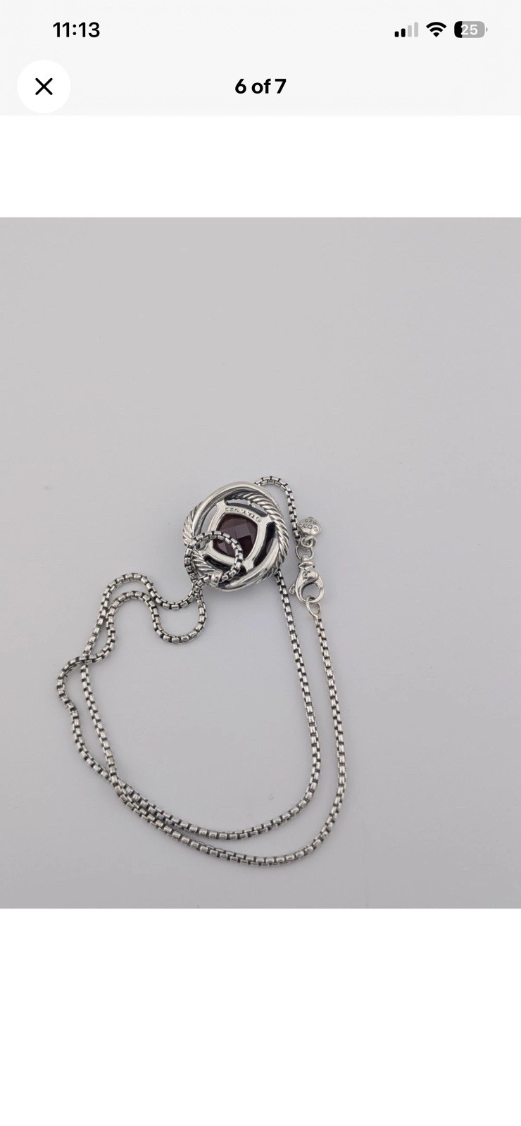 David Yurman Infinity 14mm Pendant Necklace With Garnet & 17 in Chain