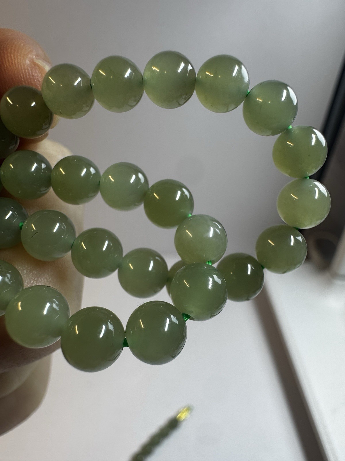 certified 6mm Hetian ice light green Jade Round beaded necklace new free ship