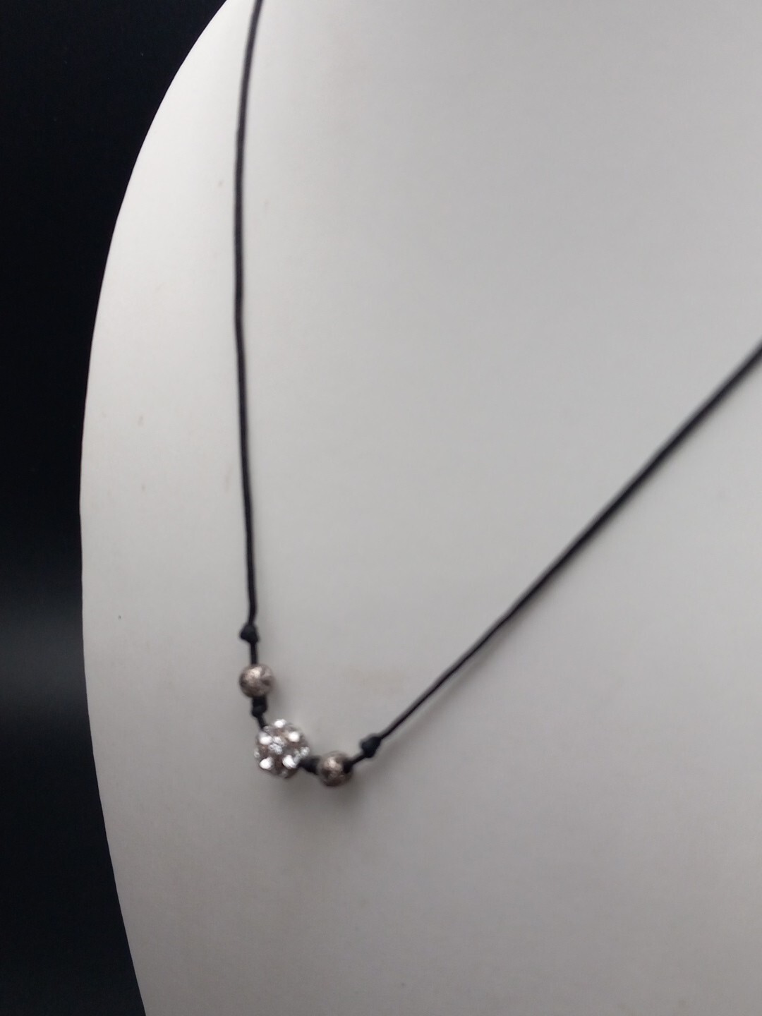 SILPADA 925 Sterling Silver Corded Clear Czs Dainty Ball Pendant Necklace