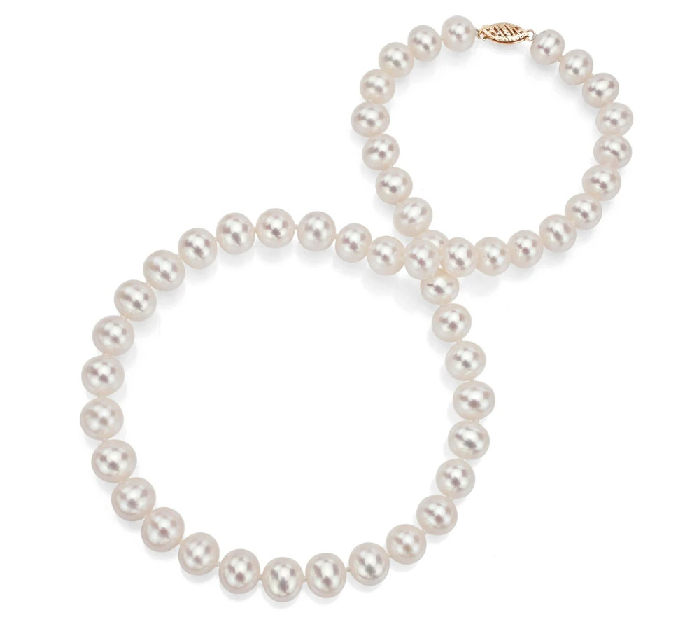 Davonna 14k yellow Gold 6-7mm White Fresh Water Pearl Necklace-16 inch