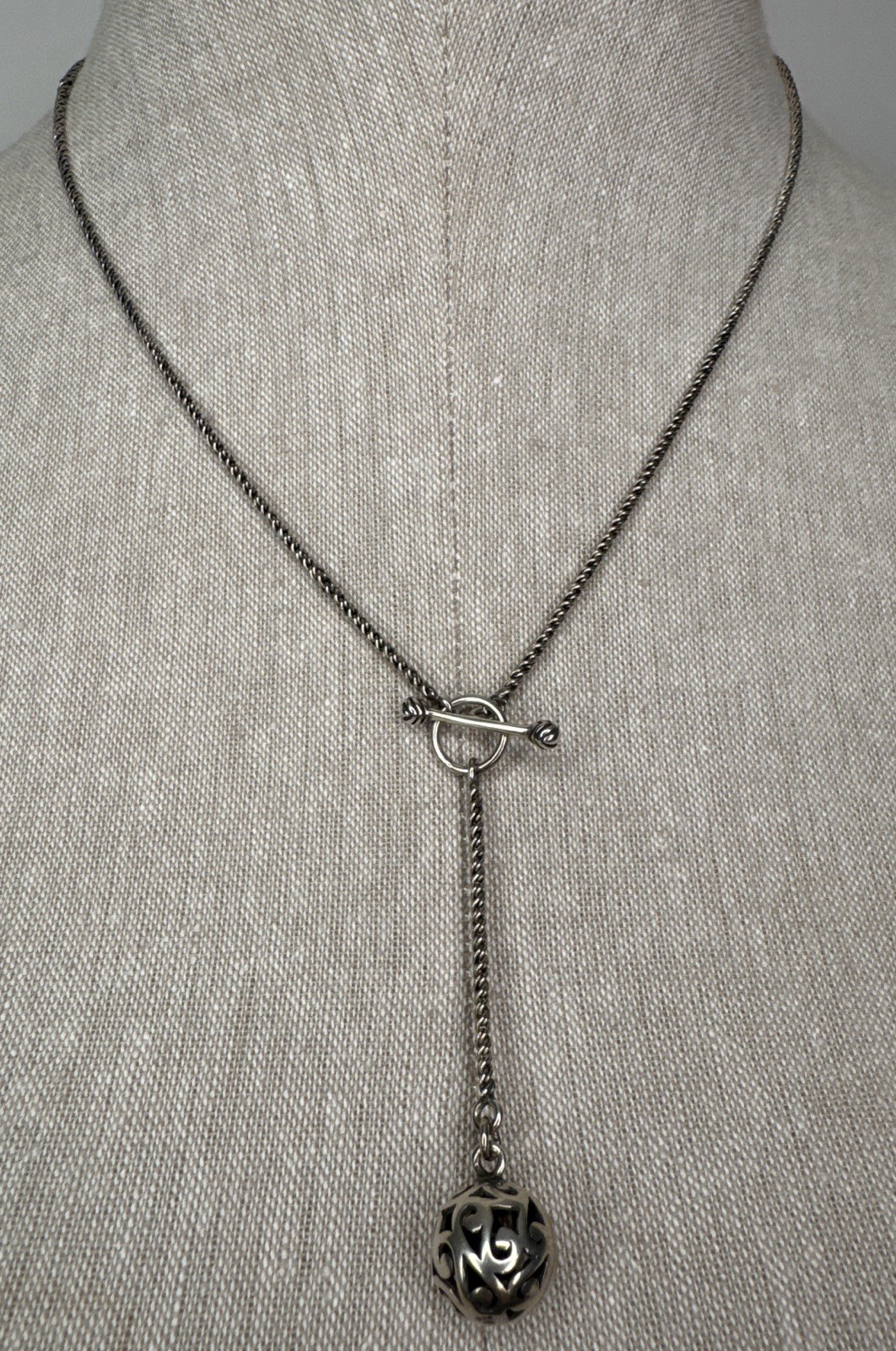 SILPADA N1619 925 Sterling Silver Simple Delight Filigree Ball Toggle Necklace