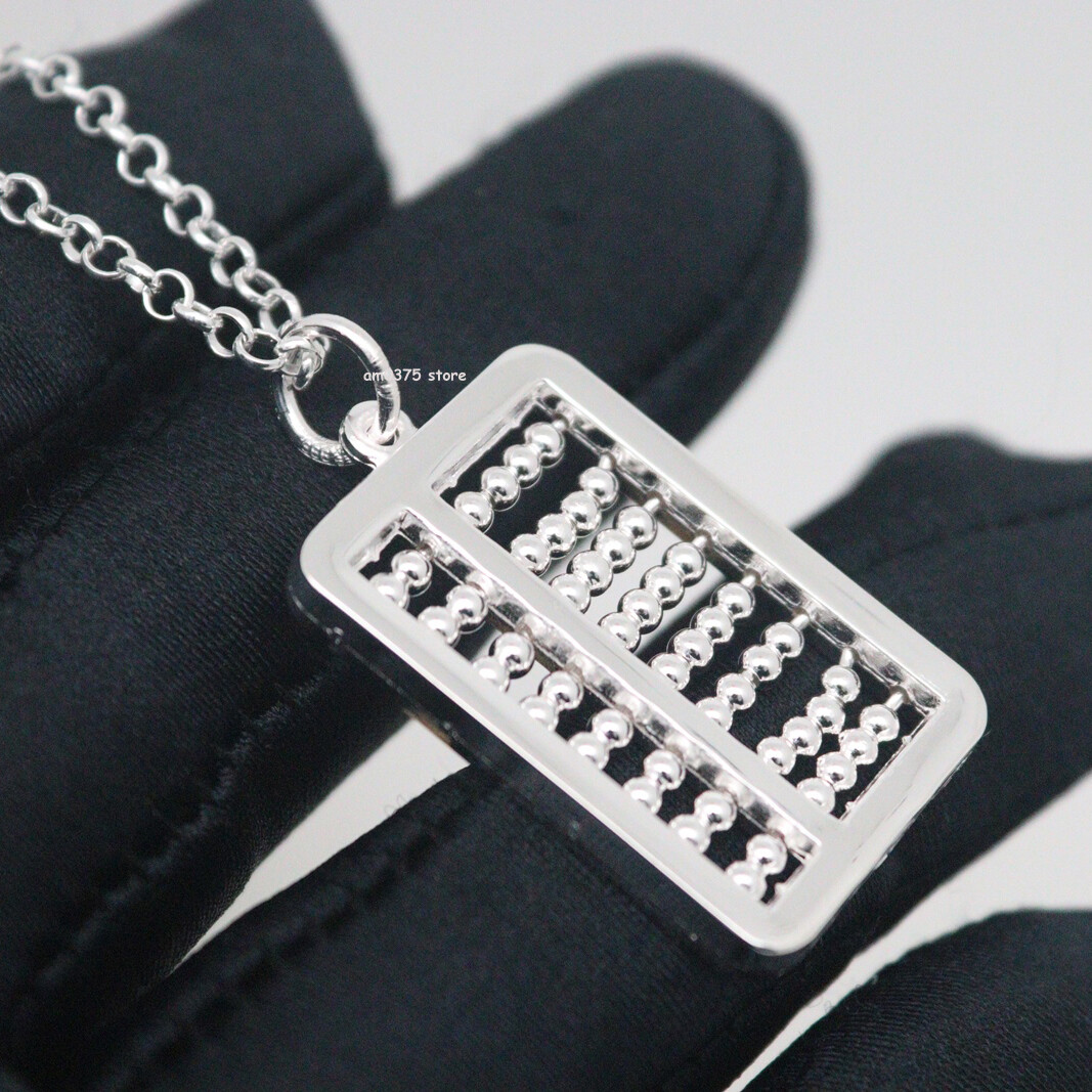 Pure 999 Fine Silver Pendant Lucky Abacus Women Men’s Pendant 1.42inchH Gift