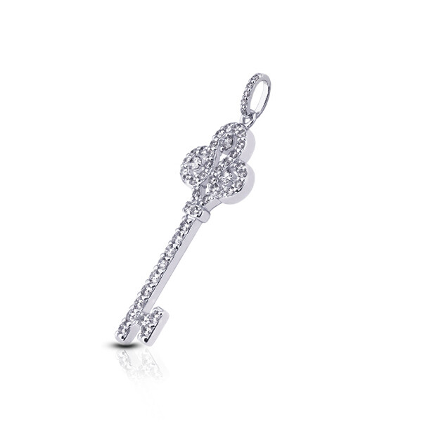 1.01 Carat F VS2 Round Cut Natural Certified Diamonds 18k White Gold Pendant