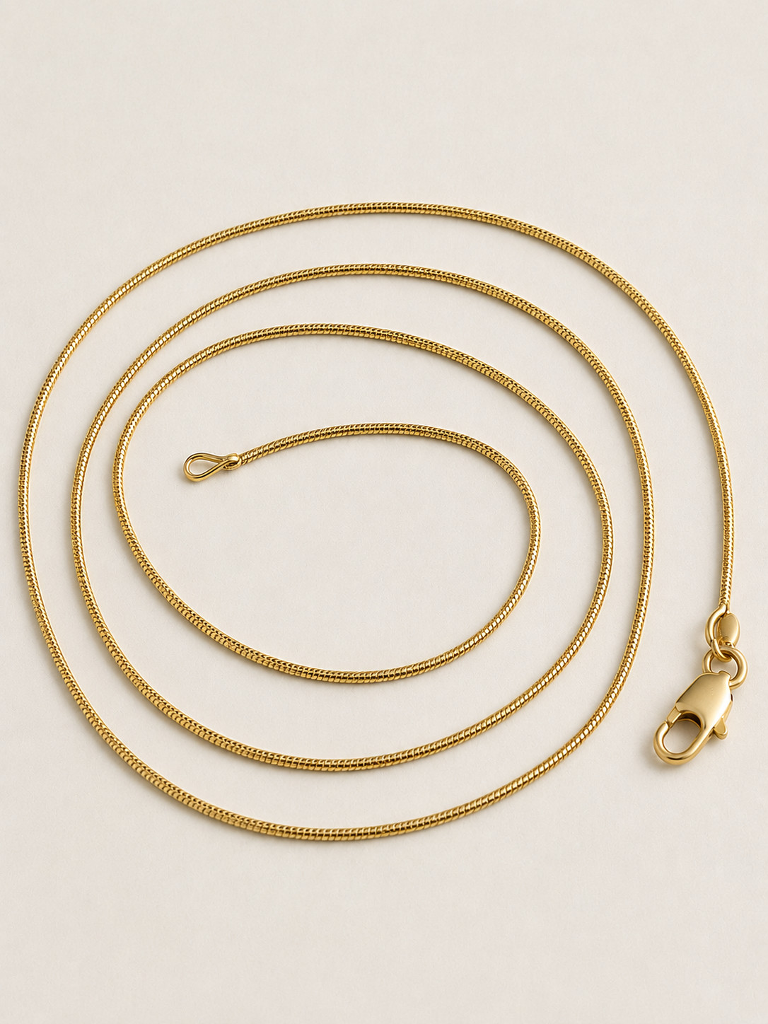 14K YELLOW GOLD MATTE 1MM THIN SNAKE CHAIN NECKLACE 20.25 INCH LONG